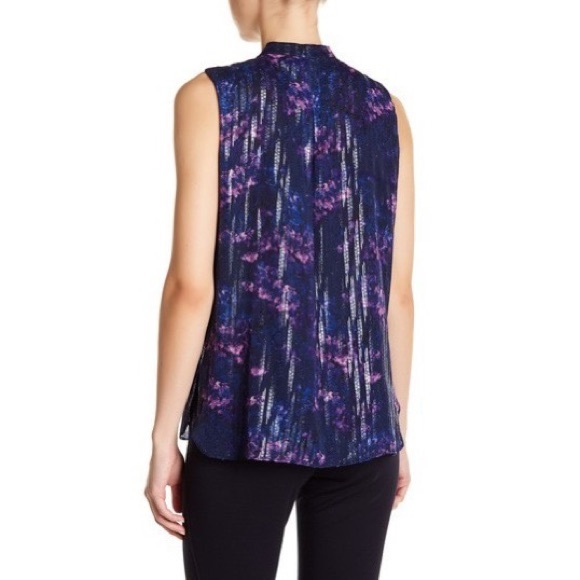 T Tahari Emerson Sleeveless Blouse in Admiral Navy - Picture 10 of 10